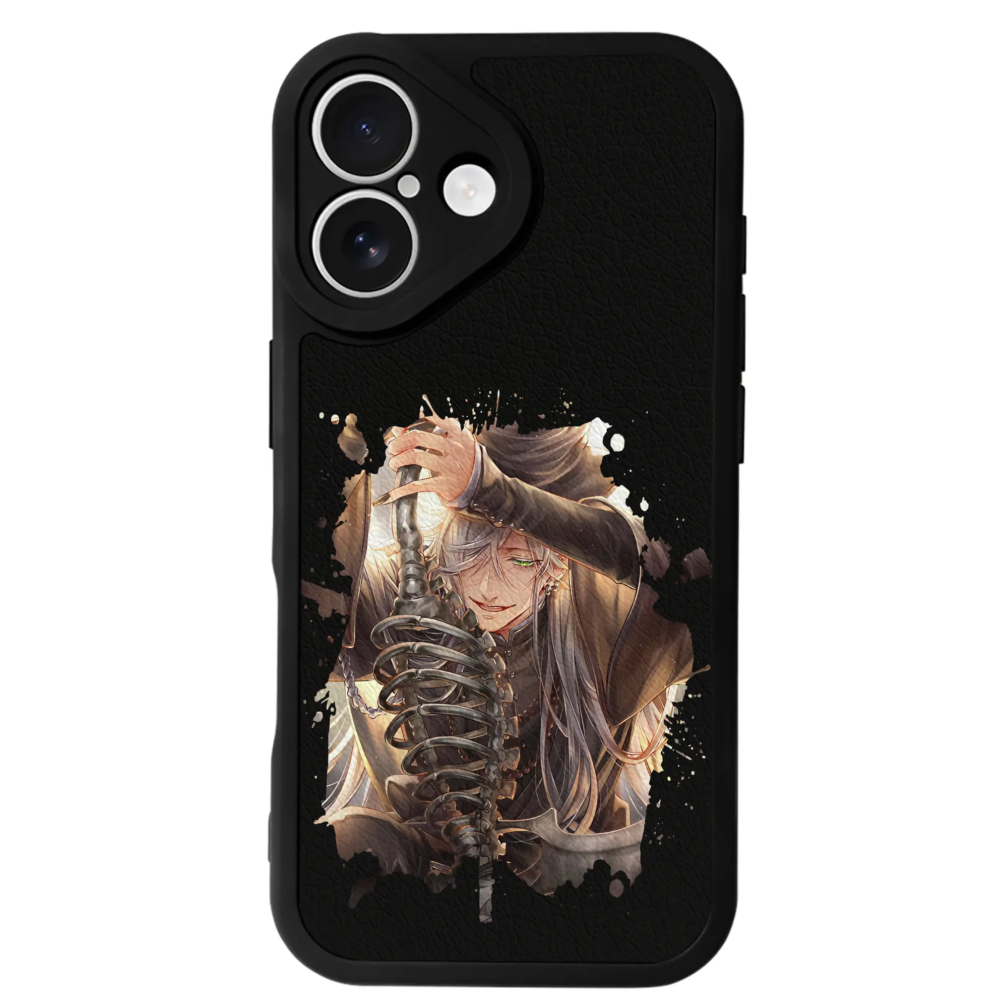 黒執事 グッズ,葬儀屋 - IPhone 16シリーズ対応 ・ シリコンスマホケース ・ レザー調 ・ 高精度フィット ・ 耐衝撃 ・ ワイヤレス充電対応 ・ 精密カット